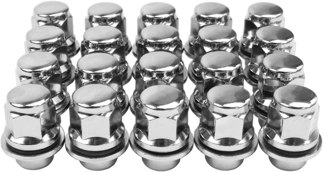 M12x1.25 Lug Nuts with Mag Flat Seat 20 pcs 13/16" 21mm Hex 1.5in Chrome Compatible with Q70 Q45 Q50 G37 I30 350Z 370Z 200SX