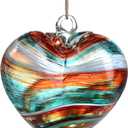 Hand Blown Glass Gazing Balls for Garden Red Heart Hanging 3.8" Friendship Balls for Gift Heart Shape Ornaments for Decoration (Red - C)