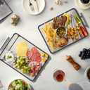 2 Pack Stainless Steel Cutting Board Set, Large Cutting Boards for Kitchen, Double Sided Meat Chopping Board with Handle, Non Toxic Wheat Straw PP/Dishwasher Safe/Food-Grade (1611 In)