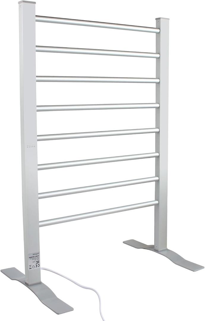 ELEGANTLIFE Fast-Heating Electric Towel Warmer for Bathroom, Heated Towel Rack with Timer & Auto Shut-Off, Aluminum 8-Bar Design, Freestanding or Wall-Mounted