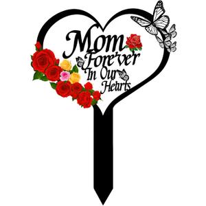 Cemetery Plaques for Grave, Mom Grave Markers, Acrylic Cemetery Decorations for Grave, Memorial Garden Stakes,Outside Decor for Cemetery, Yard