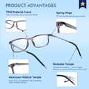 SKYOAK Premium 2 PACK Durable Progressive Multifocus Reading Glasses Men Blue Light Blocking Computer Reader