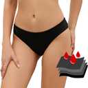 SherryDC Women's Period Swimwear Bikini Bottoms-Menstrual Leakproof Swimsuit Bottoms Briefs for Teen Girl (Black) 3XS