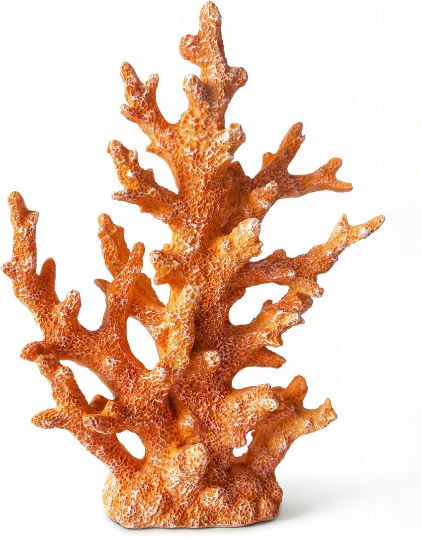 Lifelike Coral Reef Sculpture Statue - Handmade Resin Ocean Decor for Aquarium, Desk, Bathroom, Shelf - Coastal Beach Nautical Theme Gift for Home & Office