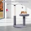 AIWIKIDE 24" Scratching Post, Interactive Cat Scratcher, with Perch & Plush Toy, Sturdy Weighted Base, Grey
