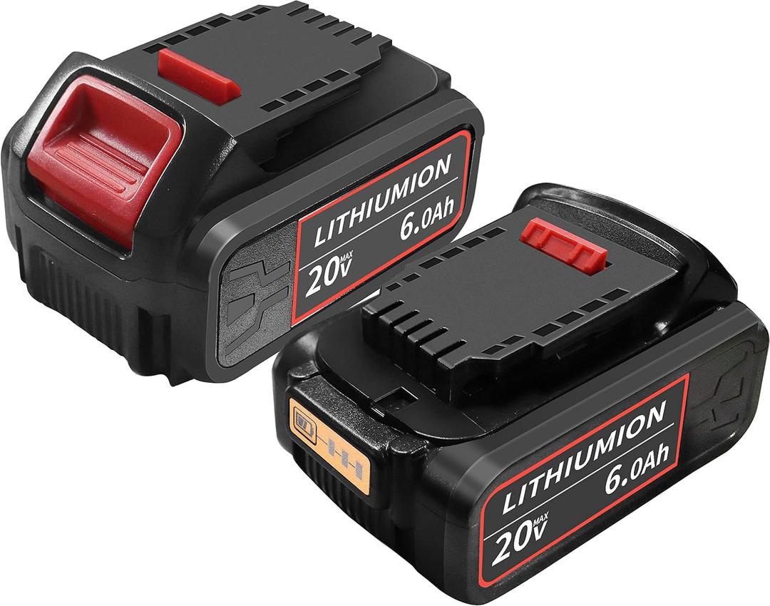 6Ah 20 Vlot Lithium Ion Replacement for Dewalt Battery DCB200 DCB107 Chargers Compatible with Dewalt 20V DCD DCF DCG DCS Series Cordless Power Tools (Pack of 2)