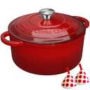 Enameled Cast Iron Dutch Oven - Umite Chef 5QT Pot with Lid & Cotton Potholders - Heavy-Duty Cookware for Bread Baking, Braising, Stews, Roasting(Red)