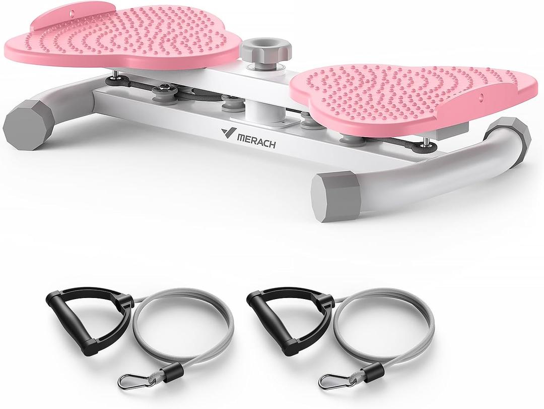 MERACH Waist Twister, Ab Machine with 300 lbs Weight Capacity, Abs Workout for Slim Waist and Core Ab Exercise, Noiseless Home Gym Exercise Equipment for Women Men (White&Pink)