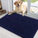 OLANLY Dog Door Mat for Muddy Paws 36x24, Absorbs Moisture and Dirt, Absorbent Non-Slip Washable Doormat, Quick Dry Chenille Mud Mat for Dogs, Entry Indoor Entryway Carpet for Inside Floor, Navy Blue