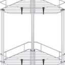 HuggieGems 2 Tier Floor Standing Corner Shower Caddy Organizer Shelf with Hooks, Bathroom Shelves Stand Rack, Silver