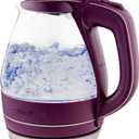 OVENTE Electric Kettle, 1.5L Borosilicate Glass Countertop Water Heater and Boiler for Coffee or Tea, BPA-Free, Auto Shut-Off, Boil-Dry Protection, Removable and Washable Spout Filter, Purple KG83P (1.6 Quarts)