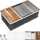 33"x19" Undermount Double Bowl Kitchen Sink Workstation