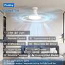 Passky 60 Inch White Low Profile Ceiling Fans with Lights and Remote