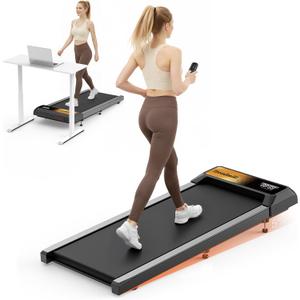 HOELLL Walking Treadmill Pad with 5% Adjustable Incline and APP Sync, Small Compact Under Desk Treadmills for Home and Office with Remote Control and LED Display, 2.5HP (Yellow)