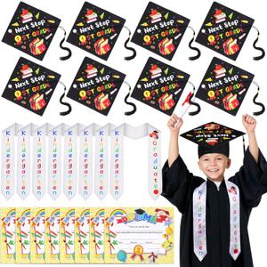 Retisee 24 Pcs Kindergarten Preschool Graduation Cap with Tassel, Sash and Diploma 2025 Graduation Kids Gift(Kindergarten)