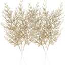 Sea Team 24-Pack Artificial Glitter Pine Tree Twig Ornaments, Decorative Sticks, Glittery Stems, Picks, Branches for Christmas Tree, Small Vase, Holiday, Wedding, Party (14 Inches, Gold)