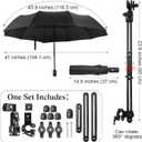 Shinylin 2 Pcs Beach Umbrella with Adjustable Universal Clamp Upf 50+ Automatic Open and Close Windproof Travel Portable Golf Umbrella for Beach Chair, Stroller, Fishing