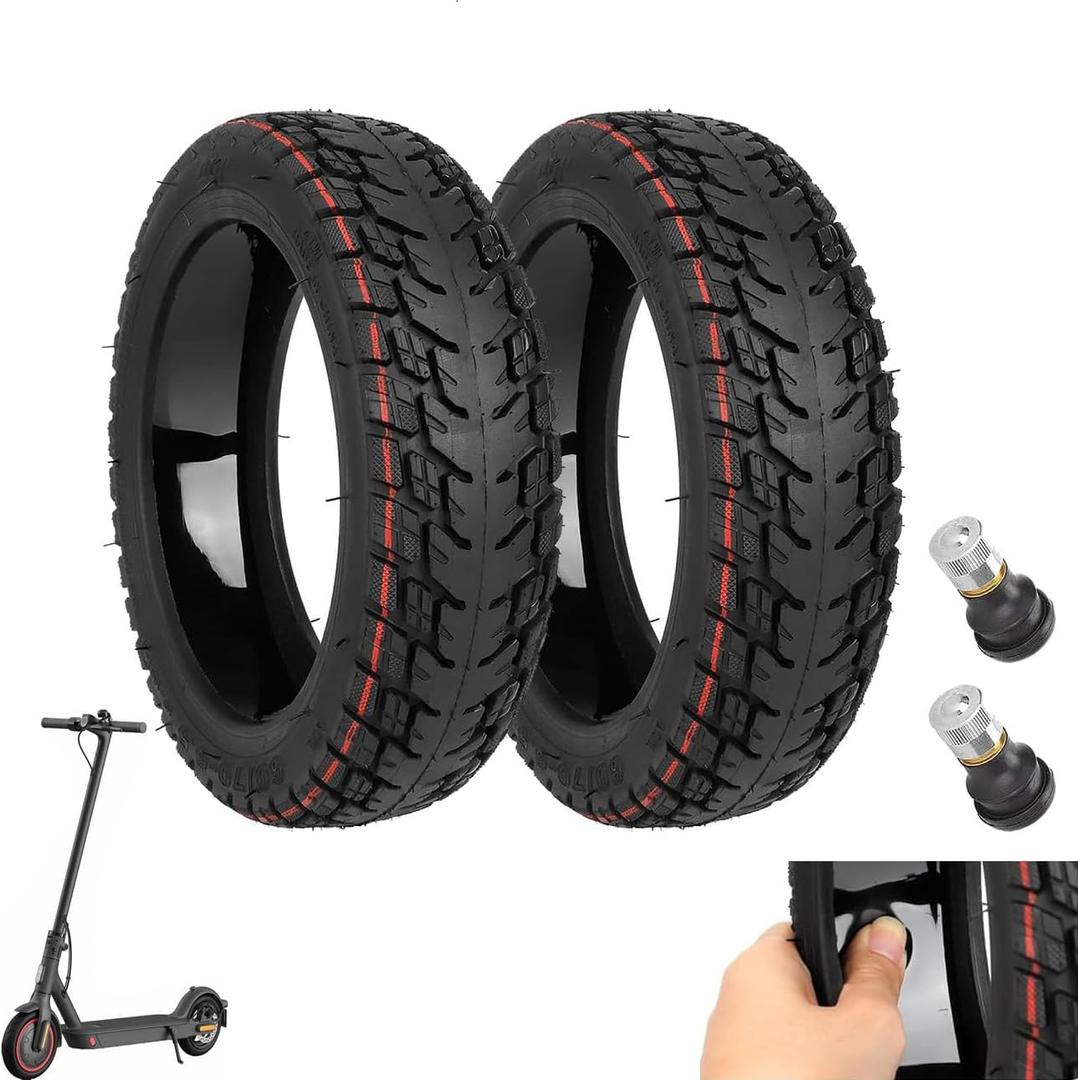 60/70-6.5 Vacuum Tire 10 inch with Built-in Live Glue Repairable for Segway Ninebot Max G30 G30D G30LP G30E Scooters Accessories Self Repairing Non-Slip Shockproof (2 Pack)