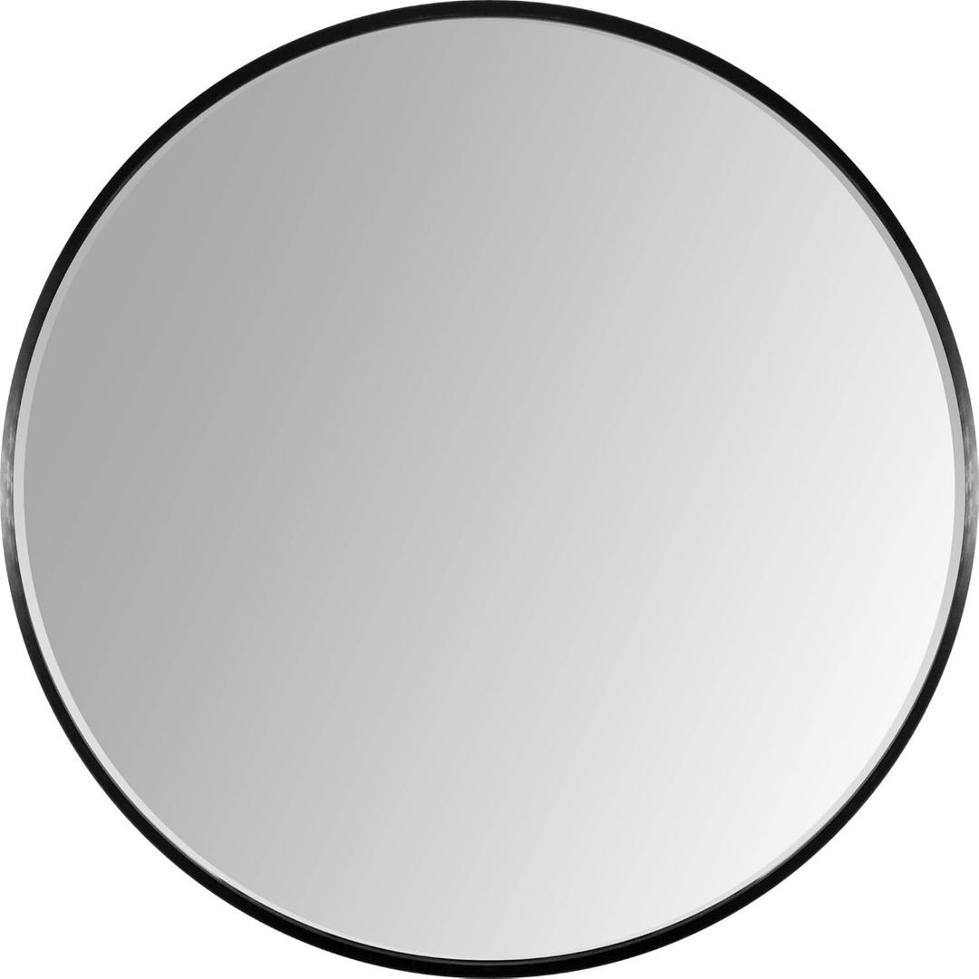 La Pastiche Alais Round Black Metal Framed Mirror, 24" x 24"
