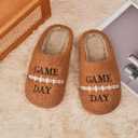 INMINPIN Kids Girls Boys Ball Sports Slippers Soft Curly House Shoes Memory Foam Non-Slip Indoor Outdoor Slippers for Sports Fan,Football Brown,6-7 Big Kid