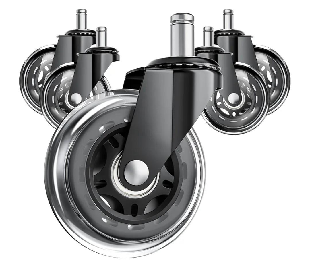 Office Chair Wheels, Set of 4 Caster Wheels Office Accessories, 3 Inch Heavy Duty Casters for Chairs to Replace Office Chair Mats, Smooth & Quiet Universal Fit for Most Chairs(4 Pack)
