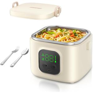 Cordless Electric Lunch Box for Adults & Kids - 14000mAh Battery Powered, Self Heating Food Warmer with Type-C Rechargeable, 27oz/800ml Portable Heated Lunch Box for Office, School, Camping