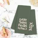 Green Inspirational Kitchen Towels Gifts Decor, Motivational Dish Tea Towel for Kitchen, Positive Affirmation Gift Hand Towels for Bathroom, Preppy Inspirational Gifts, 16x24 Inch Set of 2