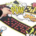 Cheerland Superhero Party Decorations Super Hero Photo Booth Backdrop Birthday Party Decoration Hero Background Buildings Cartoon Action Sign Comic Book Themed Wall Hanging Room Decor Class Supplies, 7.2' x 4.8'