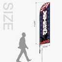 Veteran Feather Flag Banner - 11.5x2.5 Ft Veterans Day Swooper Flag for Outdoor Events -Thank You Veterans Patriotic Signs Windless Full Sleeve Banner for Outside Yard Decoration (Only Flag)