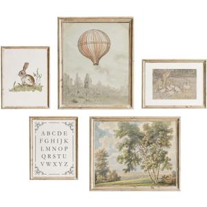 Vintage Nursery Wall Art Kids Canvas Poster Children Room Canvas Wall Decor Neutral Children Prints Country Posters Rustic Baby Room Art Prints Nursery Kids Artwork for Farmhouse Bedroom, Unframed (8"L x 10"W, 5pcs Kids Art- 6"x8" - 8"x10")