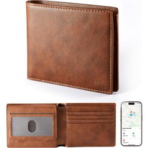 ESR Geo Wallet with Find My, RFID Blocking, Wallet for Men, Wallet Tracker(iOS 14.5 Above Only), Holds 9 Cards and 15 Bills, Replacement for AirTag Wallet, Slim Bifold Card Holder, Aged Leather