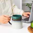 Mkour 23oz Extra Large Ceramic Coffee Mugs, Handmade Cup, Big Tea Cups with Large Handle for Office and Home, Microwave and Dishwasher Safe (Ink Green)