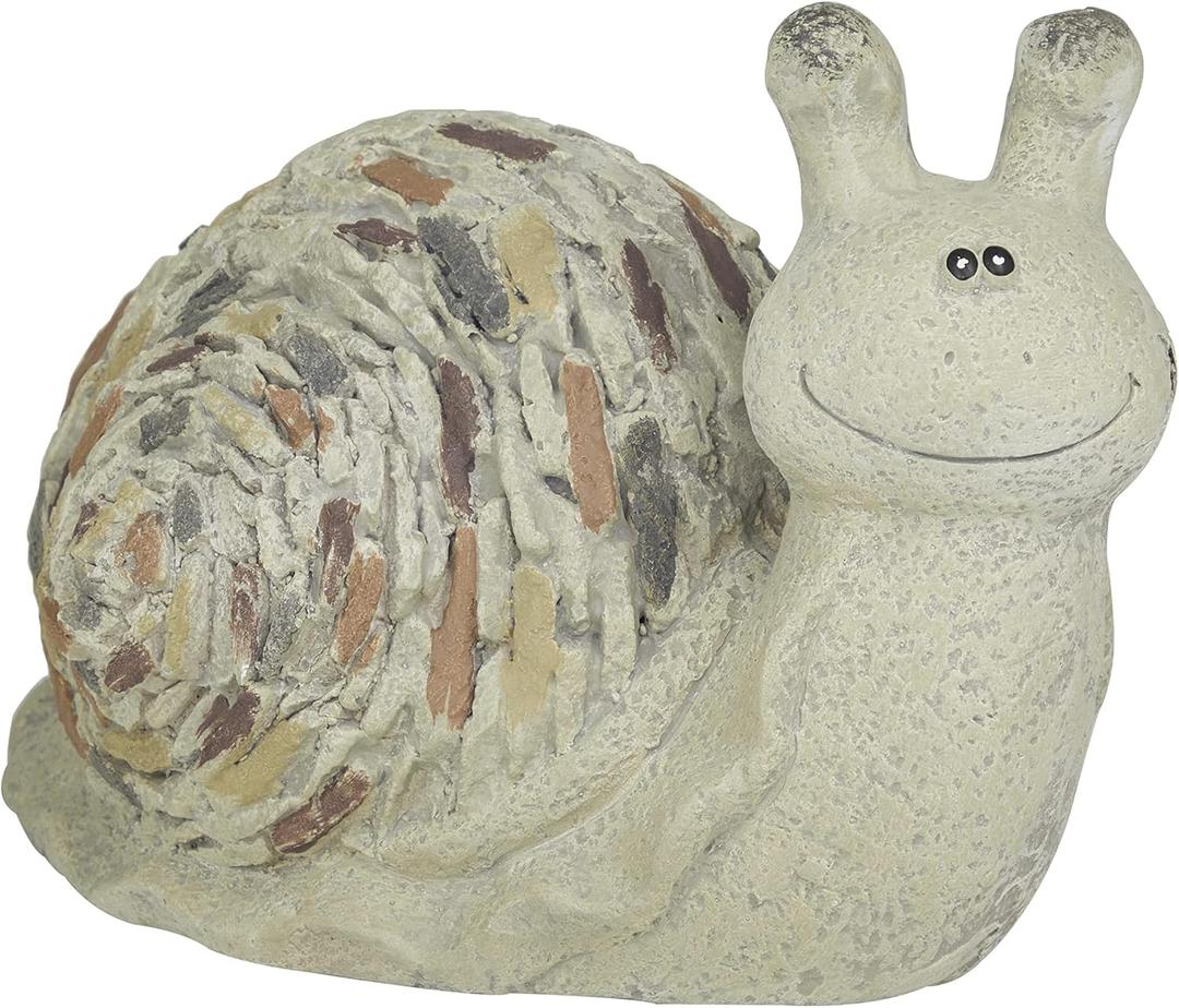 Deco 79 Polystone Snail Indoor Outdoor Garden Sculpture, 12" x 7" x 8", Gray