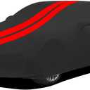 WinPower Indoor Car Cover, Stretch Dustproof Protection Fit 192-203 Inch Sedan Full Car Cover for Underground Garage Car Show, Black and Red