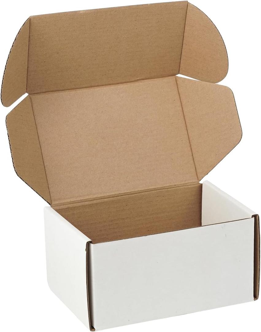 25 Pack 6"x4"x3" inch Small Shipping Boxes White Corrugated Cardboard Box for Small Business, Mailer, Shipping, and Packing