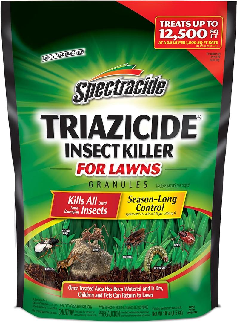 Spectracide Triazicide Insect Killer For Lawns, 10 Pounds, Granules Kill Listed Lawn-Damaging Insects, 4 Pack