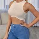 Crop Tank Tops for Women Trendy Sexy Teen Girls Going Out Tops Cute Summer Cropped Sleeveless Knit Ribbed White/Black (US, Alpha, Small, Regular, Regular, Blue) (Blue, Small)