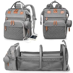 Baby Diaper Bags with Changing Station, Waterproof Diaper Bag Backpack for Moms, Dads with USB Charging Port, Baby Shower Gifts, Large Capacity diaper backpack, Grey