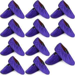 JaGely 11 Pairs Reusable Shoe Covers Non Slip Cloth Washable Thickened Bowling Shoe Covers for Indoors Men Women(Purple)