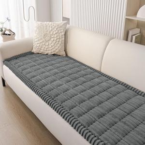 Smiry Couch Cover for Dogs Washable, Non Slip Fuzzy Pet Couch Covers for 3 Cushion Sofa Pet Friendly, Thick Soft Sofa Slipcovers Cushion Protector (Dark Grey, 27.6" x 59")