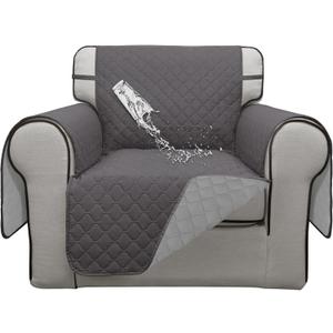 ISSUNTEX Double Protection 100% Waterproof Chair Sofa Cover for Living Room, Reversible Furniture Protector for Dogs, Pets, Kids (Chair, Gray/Light Gray)