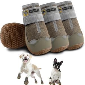 Hcpet Dog Shoes for Large Dogs, Breathable Dog Booties for Small Medium Dogs, Anti-Slip Dog Boots & Paw Protectors for Hot Pavement Winter Snow Hiking with Reflective Straps Army Green Size 4 (#4 (Width 1.96 inch) for 36-43 lbs)
