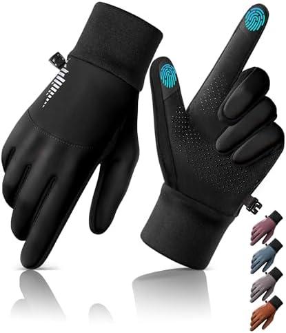 rivmount Water-Resistant Winter Gloves Touch Screen, Women Men Thermal Warm Gloves Suit for Cold Weather Running, Cycling, Hiking, Bike, Ski, Snow, Driving, Work, Outdoor Size M Black Gray
