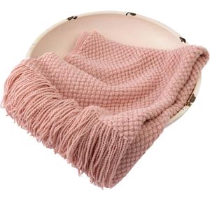 Zeroest Baby Photography Props Basket Braid Wool Wrap Newborn Photo Shoot Baskets Filler Posing Stuffer Background Blanket (Baby Pink)
