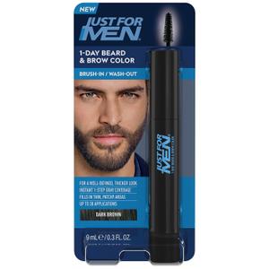 Just for Men 1-Day Beard & Brow Color, Temporary Color for Beard and Eyebrows, For a Fuller, Well-Defined Look, Up to 30 Applications, Dark Brown