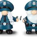 Wesiti 2 Pcs Resin Gnome Figurines Gifts for Men Gnomes Decorations for Home Living Room Shelf Decor(Police)