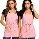 2 Pack Waterproof aprons for women with 3 pockets. Server & Chef Apron for Cooking, Baking & Grilling