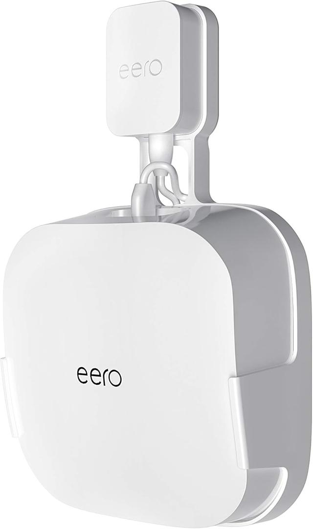 COOLWUFAN Wall Mount Holder for eero Pro 6 or eero Pro 6E Home WiFi System-Simple and Sturdy Wall Mount Holder Stand Bracket for eero Pro 6E & Pro 6 tri-Band mesh Wi-Fi 6 System (White(1 Pack))