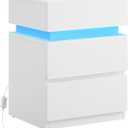 VASAGLE Nightstand with LED Lights, Adjustable Light Colors, Bedside Table, Side Table with 3 Drawers, Modern Style, 13.8 x 15.7 x 21.7 Inches, Cloud White LET630T12
