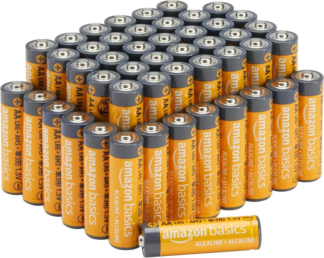 Amazon Basics 48-Pack AA Alkaline High-Performance Batteries, 1.5 Volt, 10-Year Shelf Life (48 Count (Pack of 1))